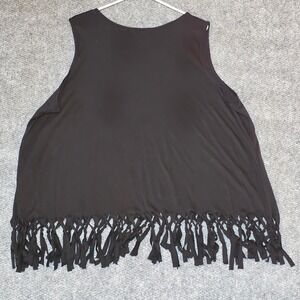 Shannon Ford New York Black Sleeveless Fringe Tank‎ Top Plus Size 3X